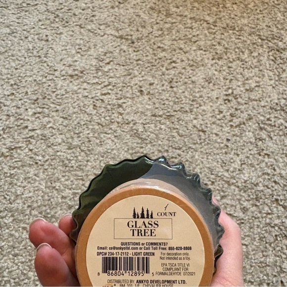 Green Sphere Ribbed Tree Decor NEW Glass Holiday Christmas Village Display - Picture 5 of 6